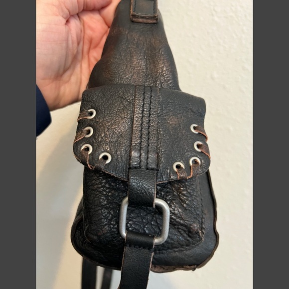 Free People We The Free Baby Leigh Distressed Tote Bag in Aged Graphite - Picture 9 of 11